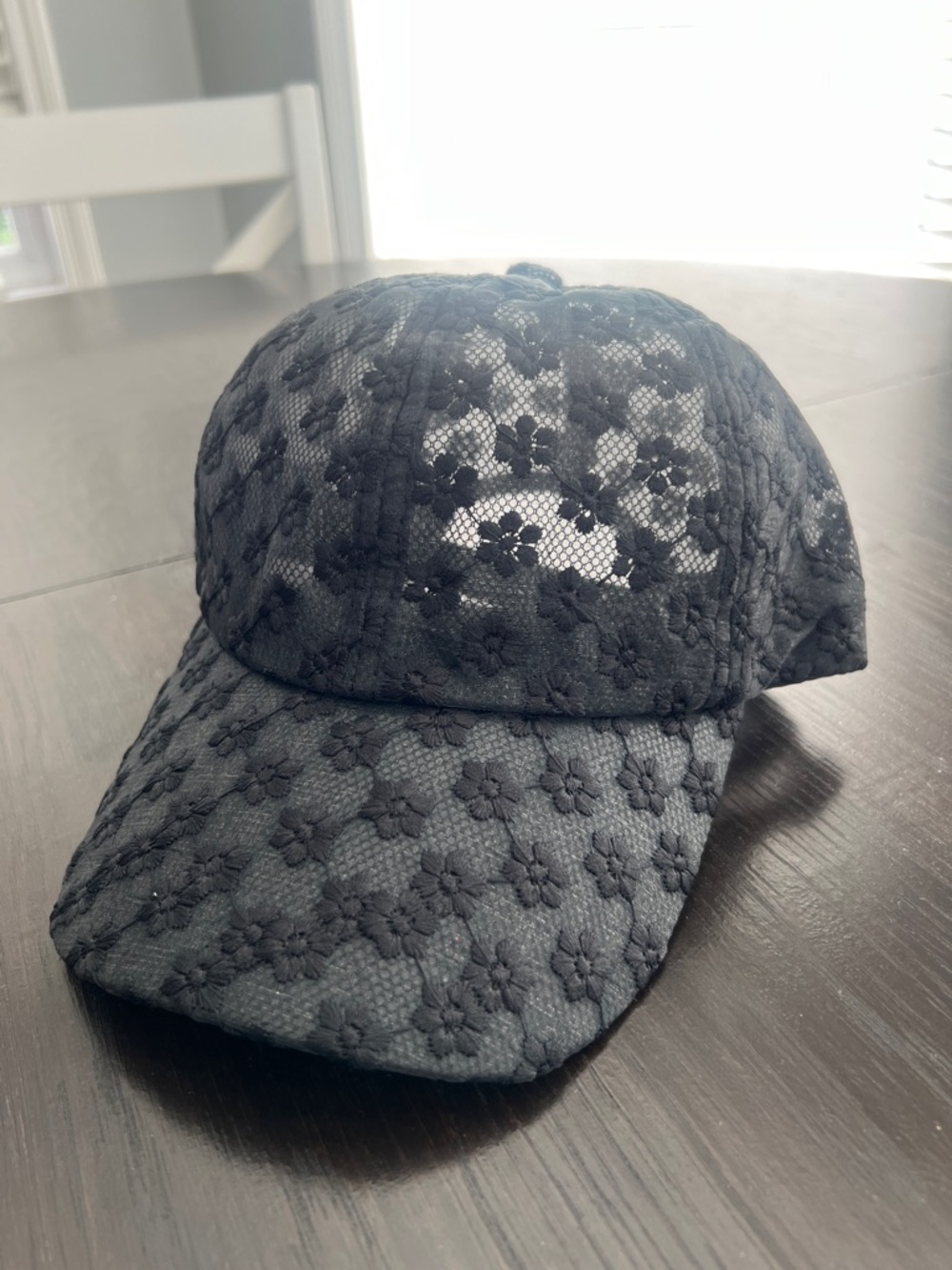 Black Floral Lace Baseball Cap - Women